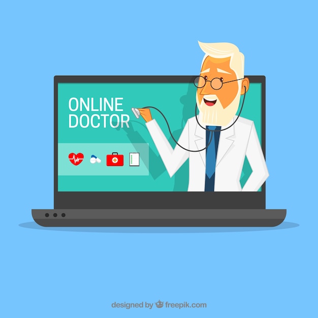 Online doctor concept with laptop