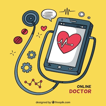 Интернет-концепция врача со смартфоном и стетоскопом