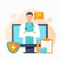 Free vector online doctor concept