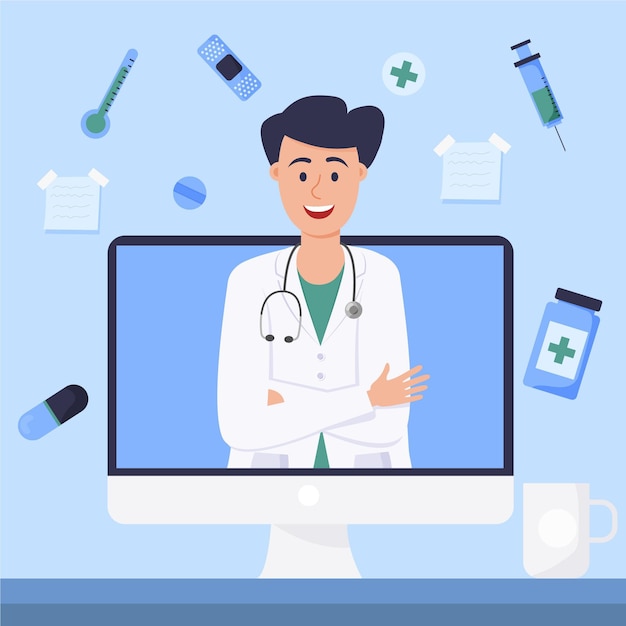 Free vector online doctor concept