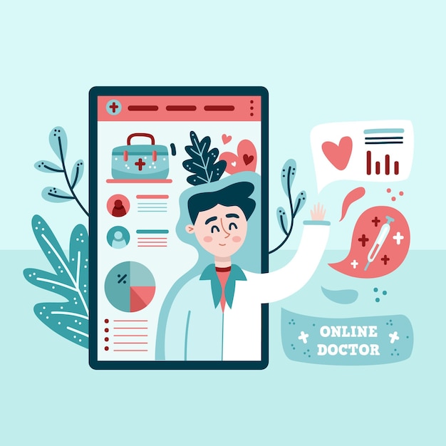 Free vector online doctor concept