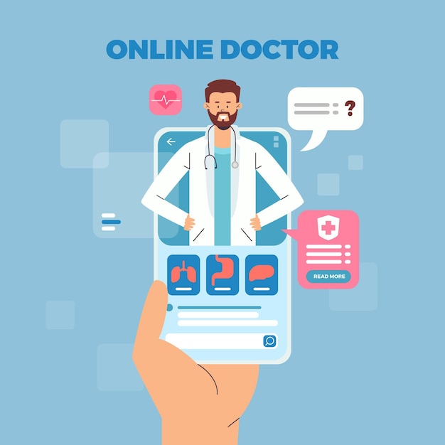 Free vector online doctor and patient consultation