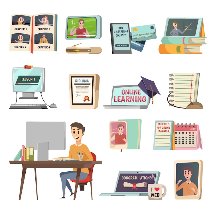 Free Vector online education elements