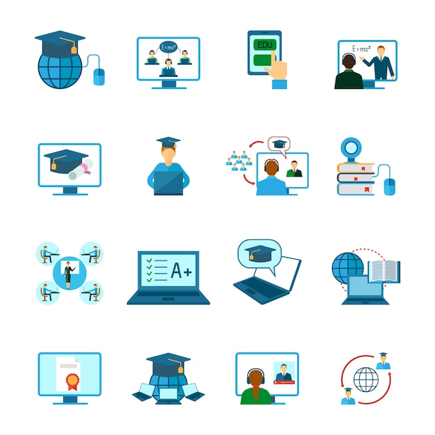 Free vector online education icon flat