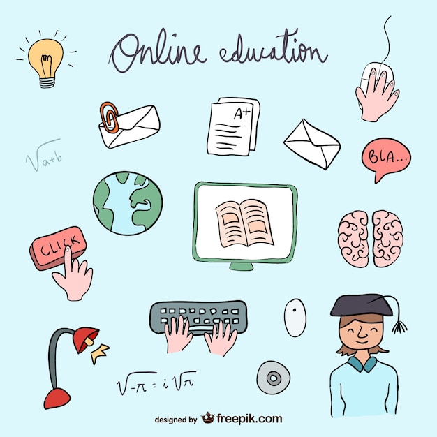 Free vector online education icons collection