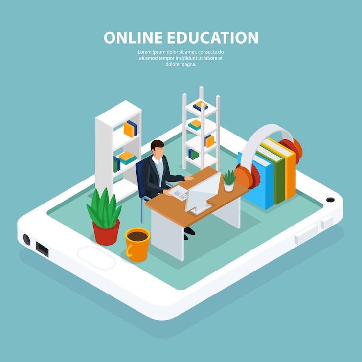 Free Vector online education isometric illustration