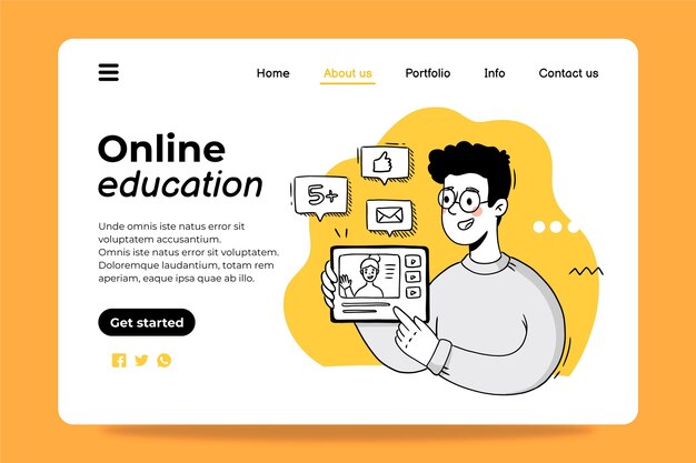 Online education landing page design template