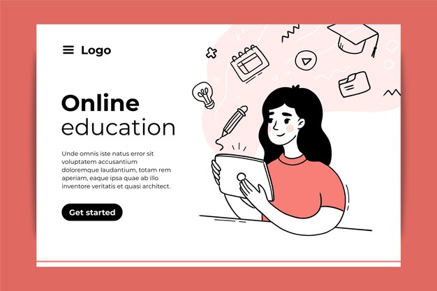 Online education landing page design