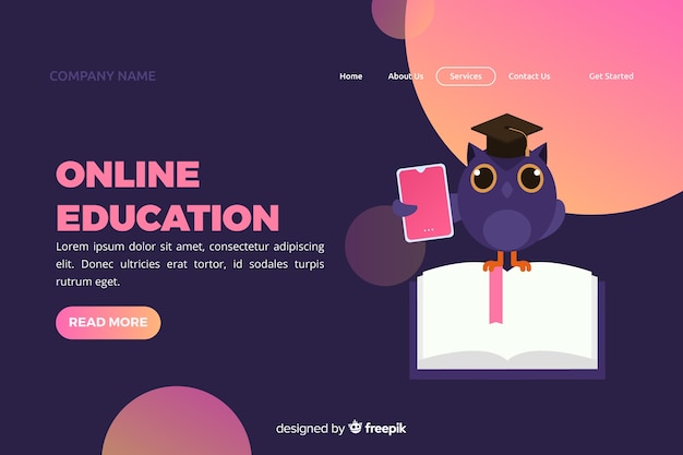 Online education landing page template