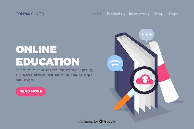 Online education landing page template