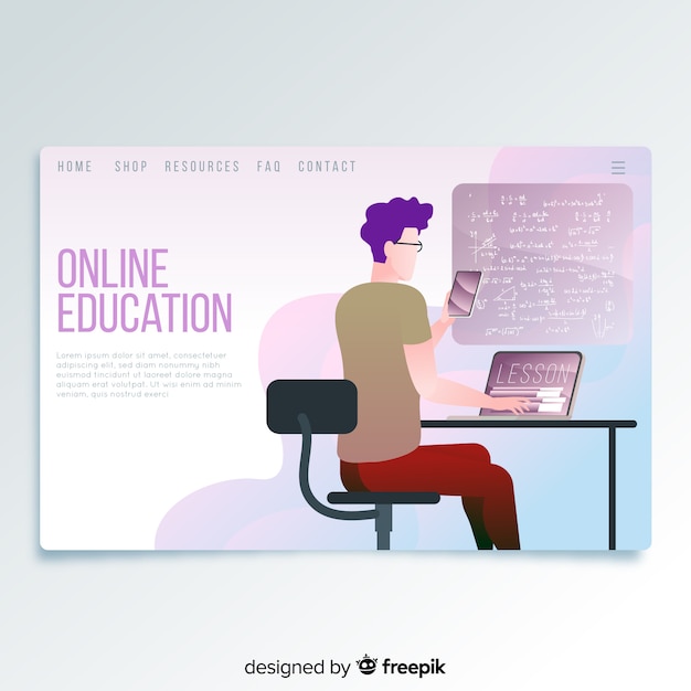 Pagina di destinazione dell'istruzione online