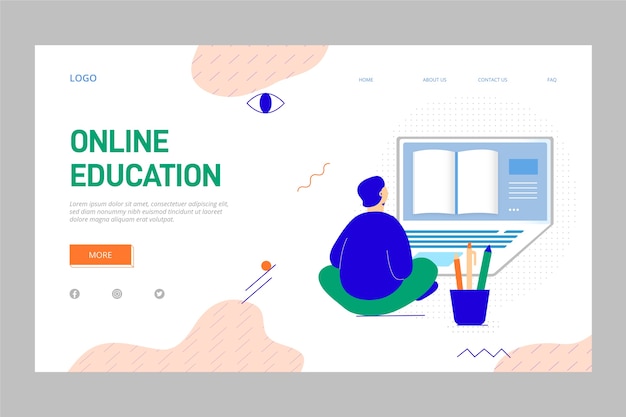 Free vector online education landing page