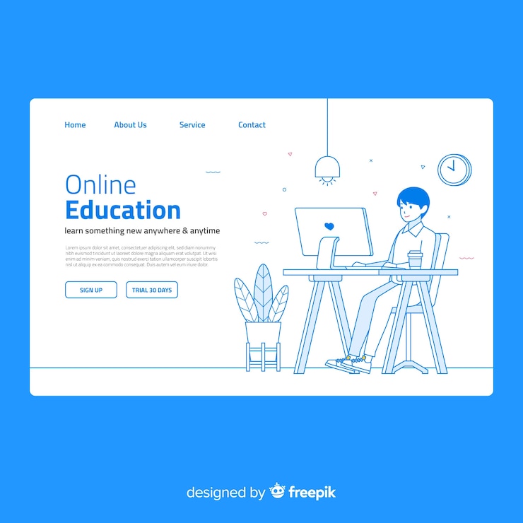 Free Vector online education landing page