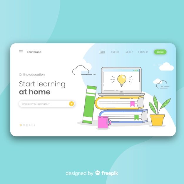 無料ベクター オンライン教育ランディングページ