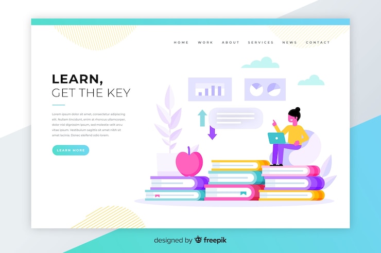 Free Vector online education landing page