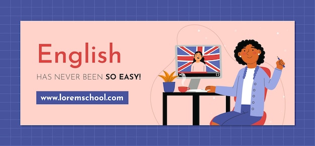 Vettore gratuito banner di lezioni di inglese online