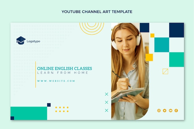 Free vector online english lessons youtube channel art