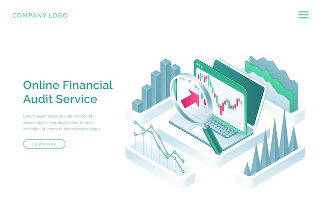 Free vector online financial audit service landing page