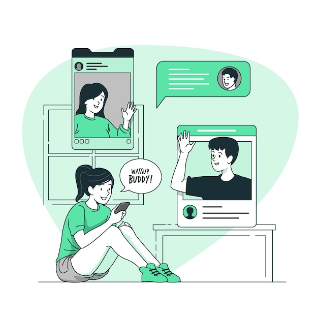Online friends concept illustration