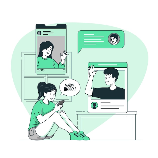 Free vector online friends concept illustration