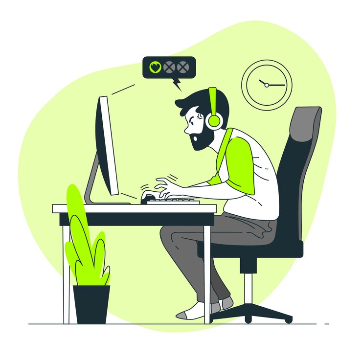 Free Vector online games addiction concept illustration
