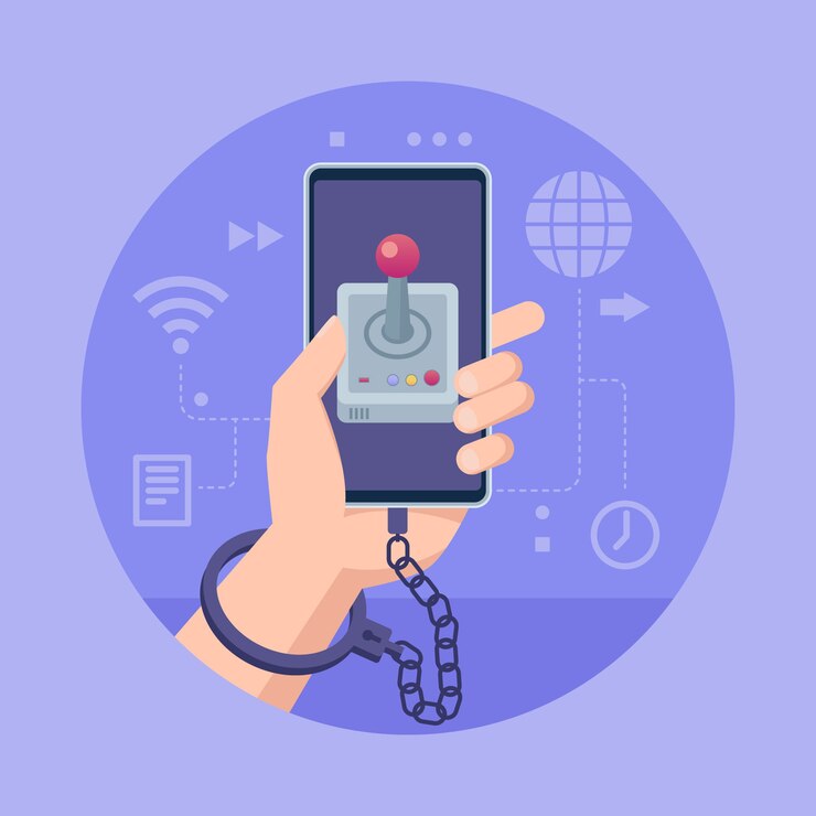 Free Vector online games addiction concept