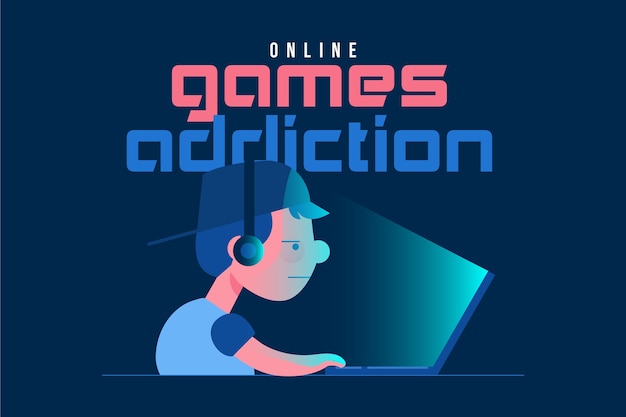Online games addiction concept