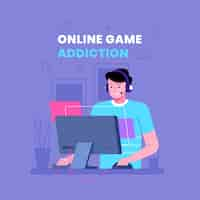 Vettore gratuito dipendenza da giochi online