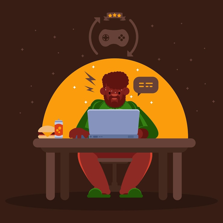 Free Vector online games adiction concept