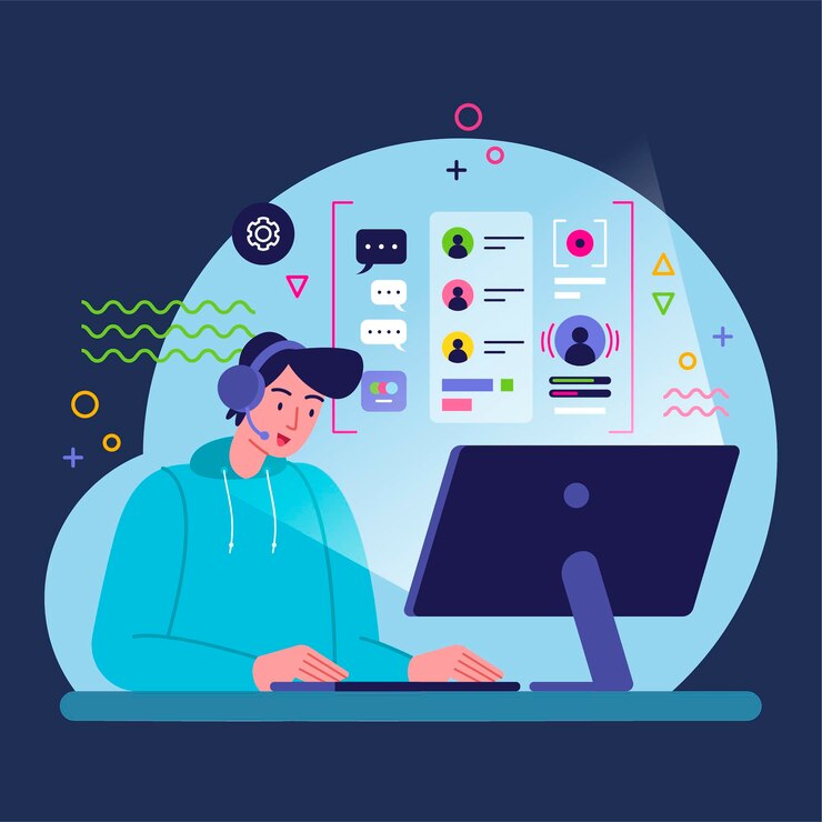 Free Vector online games concept