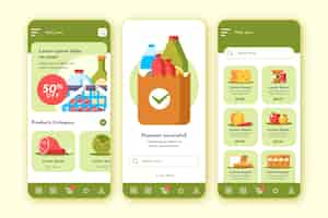 Vettore gratuito modello di app per negozio di alimentari online