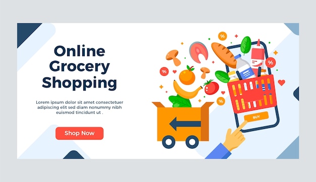 Free vector online grocery store banner design