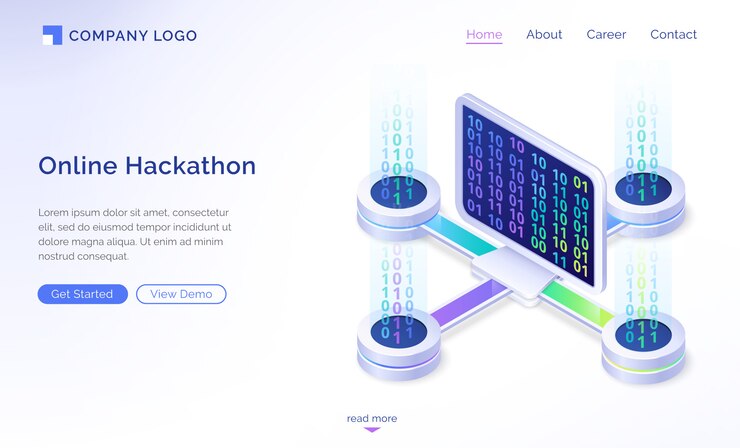Free Vector online hackathon isometric landing page, banner