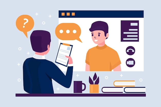 無料ベクター オンライン面接のコンセプト