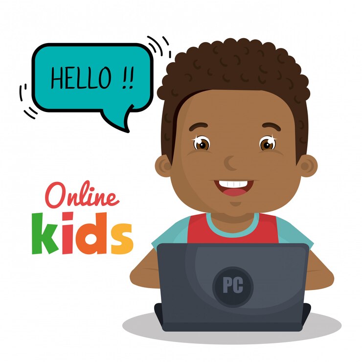 Free Vector online kids  