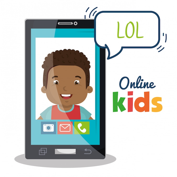 Free Vector online kids  