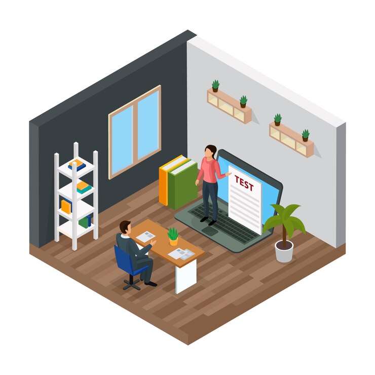 Free Vector online knowledge test isometric composition