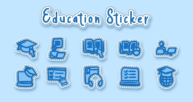 Online learning doodle art sticker