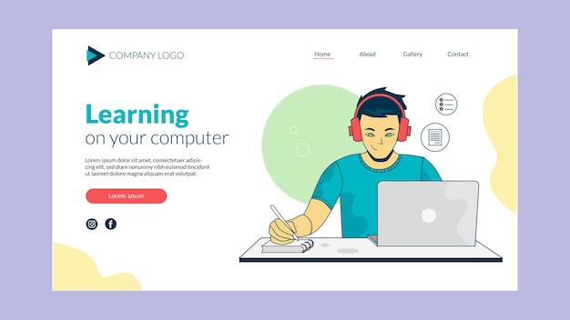 Online learning landing page design