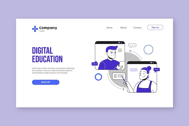 Free vector online learning landing page design