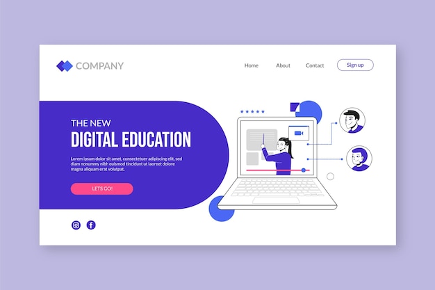 Free vector online learning landing page design