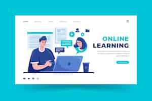 Free vector online learning landing page template