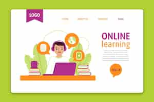 Free vector online learning landing page template