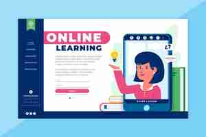 Free vector online learning landing page