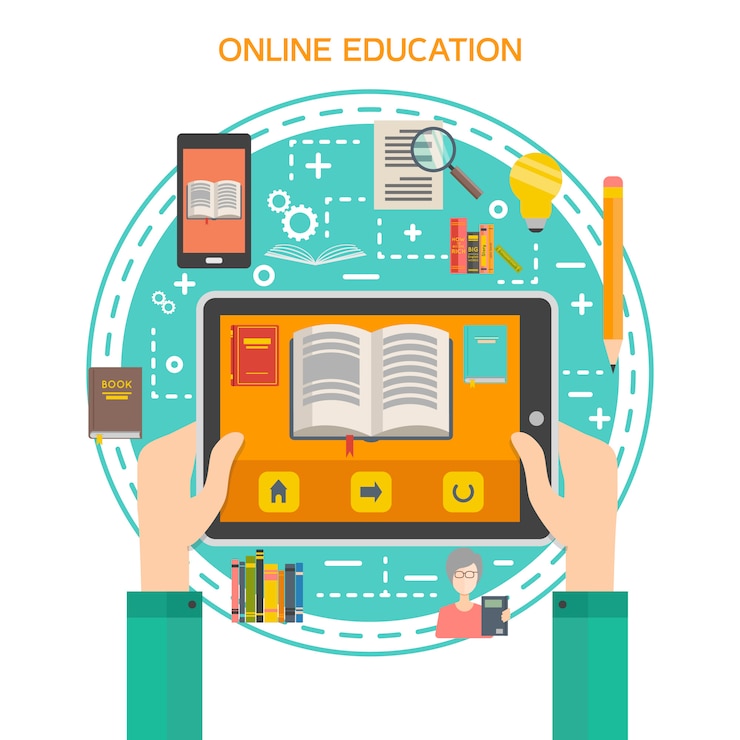 Free Vector online library concept