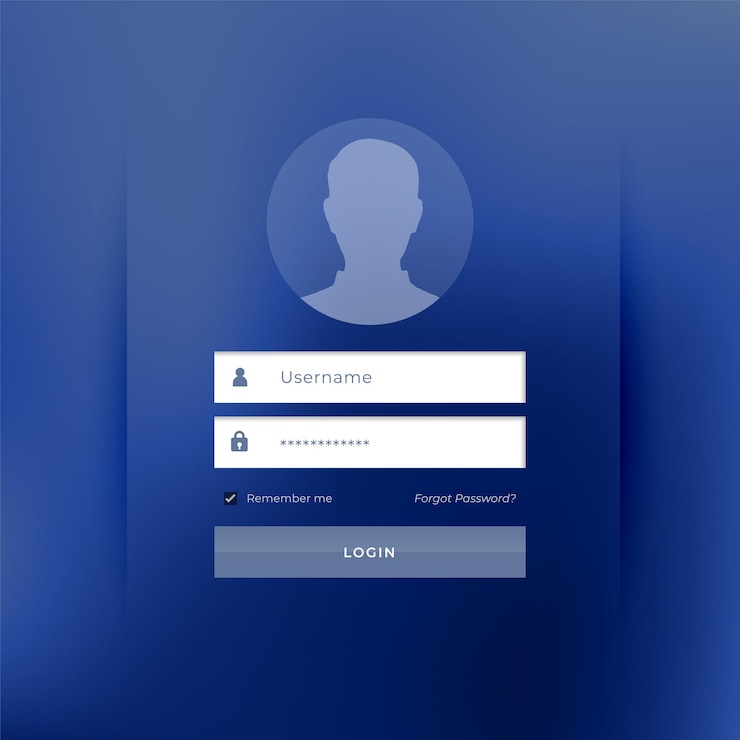 Free Vector online login application form template enter for user interface