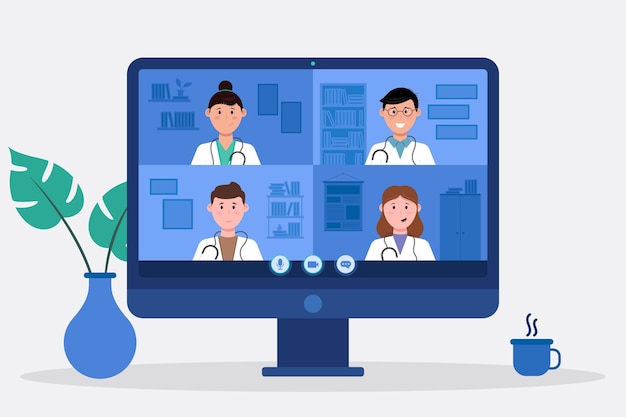 Online medical conference flat design