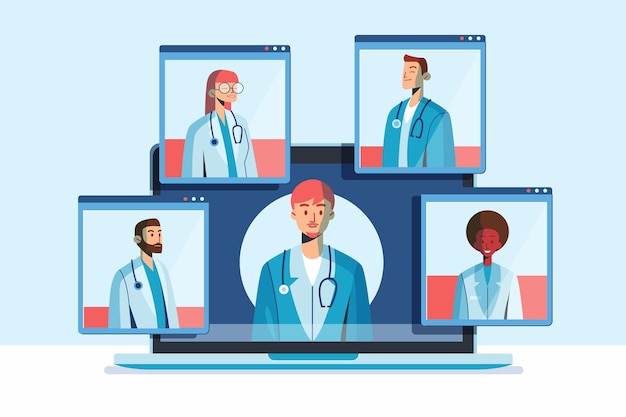 Бесплатное векторное изображение Медицинская онлайн-конференция с врачами