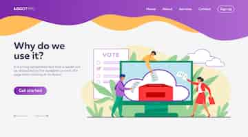 Бесплатное векторное изображение Шаблон целевой страницы онлайн или электронного голосования