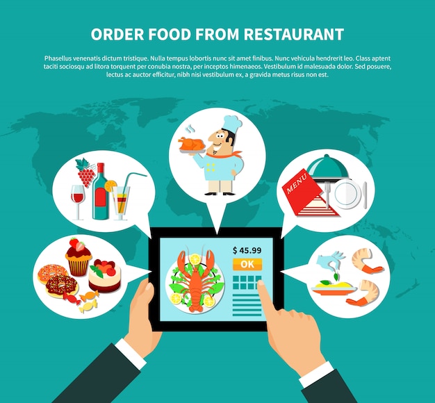 Free vector online ordering food concept